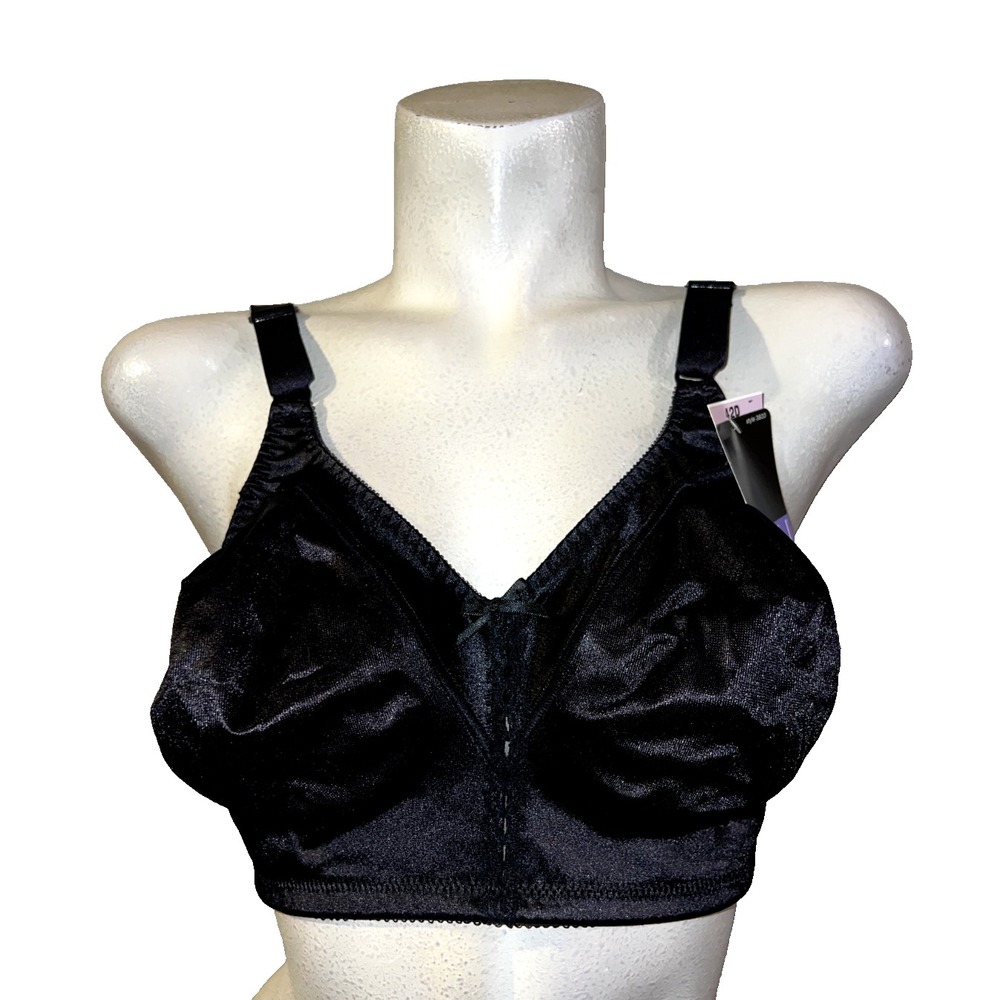 New Bali Double‎ Support Wirefree Bra Black 42D Style 3820 Full Coverage Comfort